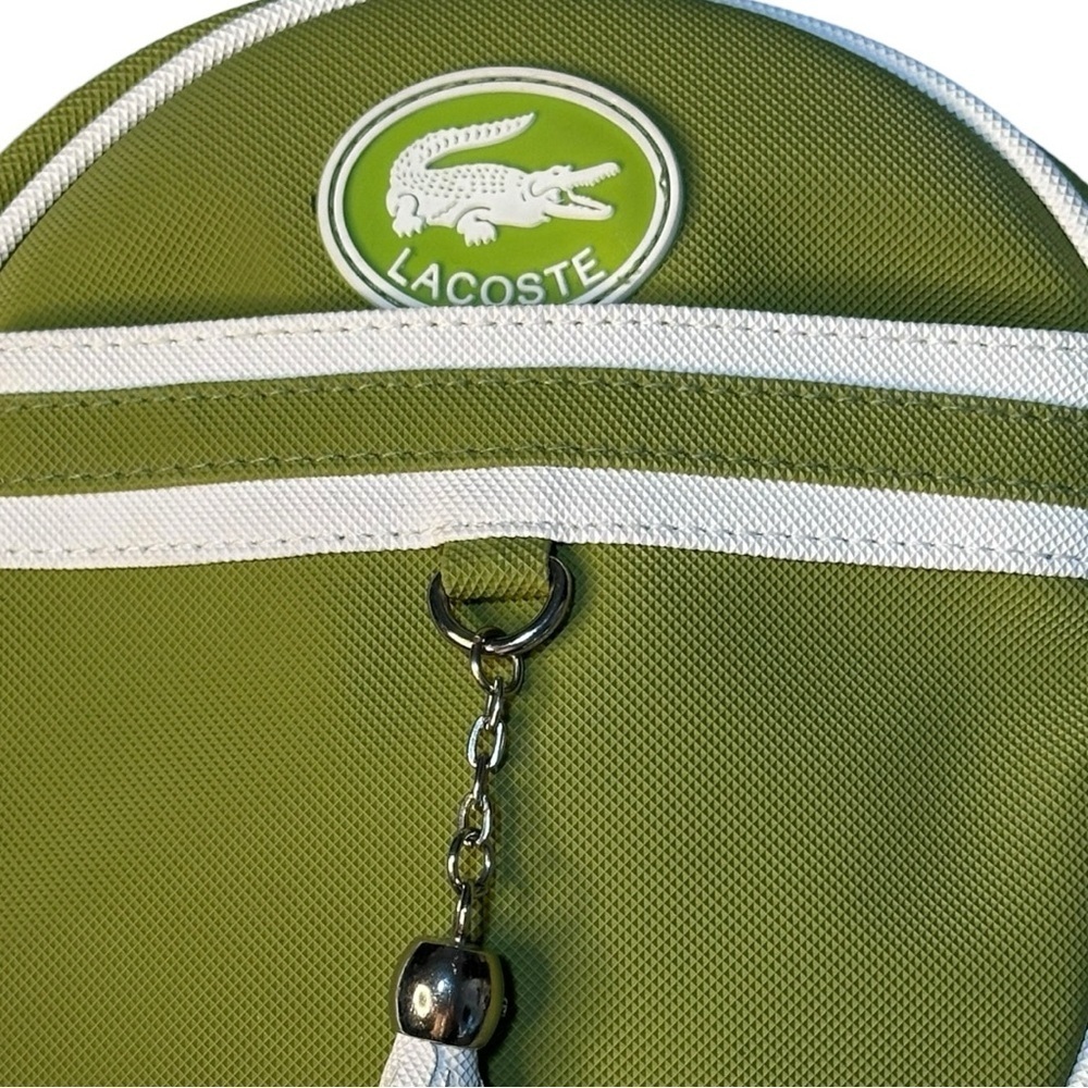 Lacoste Olive Green Round Crossbody Bag with White Trim - Picture 2 of 5